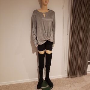 DONNA KARAN BOOTS KNEE/THIGH HIGH BLACK FLATS SUZE 8.5